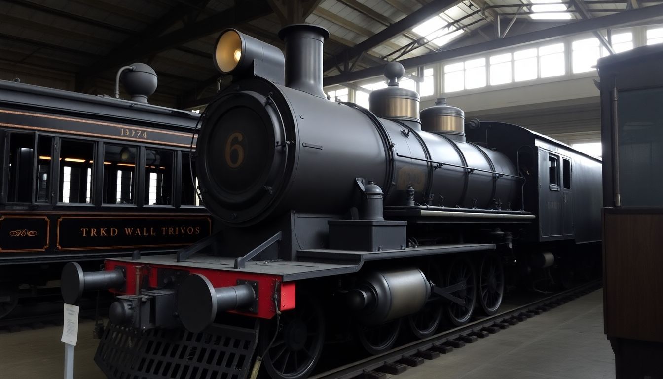 A vintage steam locomotive on display at the Gold Coast Railroad Museum.