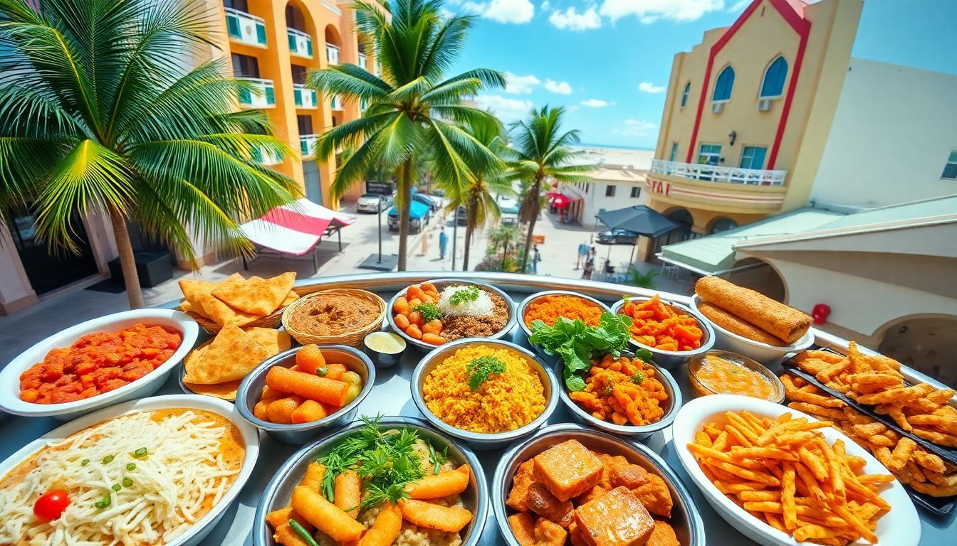 A variety of colorful dishes from different cuisines in South Beach.