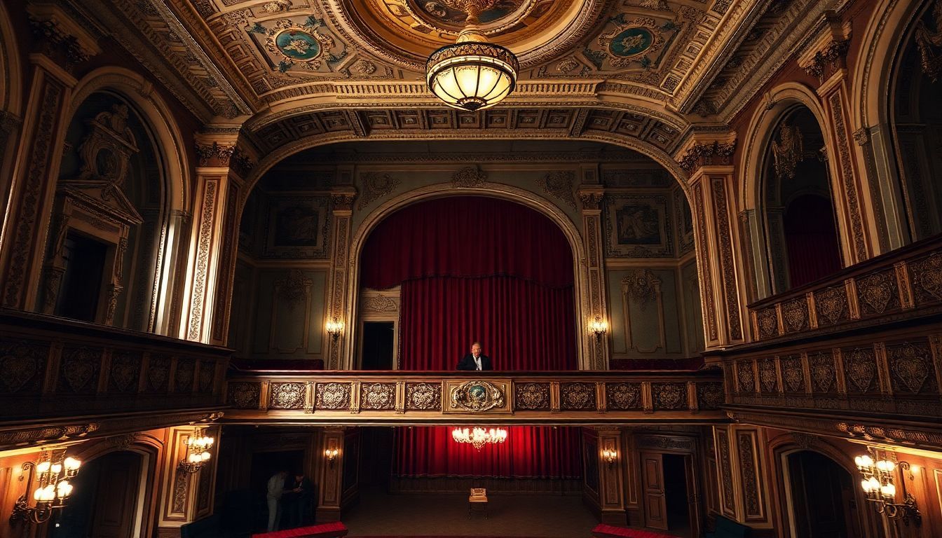 The ornate interior of the historic Olympia Theater with intricate architectural details.